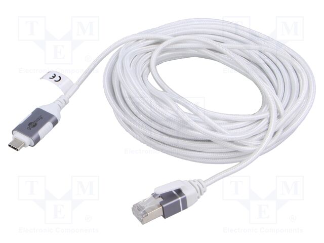 Cable; slim,USB 3.1; RJ45 plug,USB C plug; nickel plated; 10m