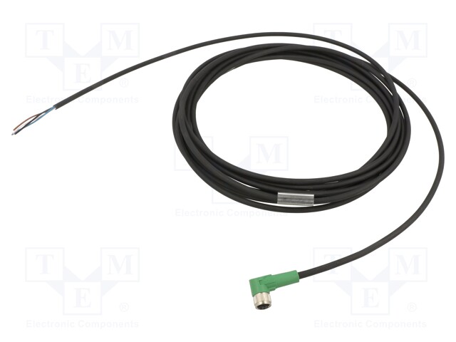 Connection lead; M8; PIN: 4; angled; 5m; plug; 30VAC; 4A; -25÷90°C