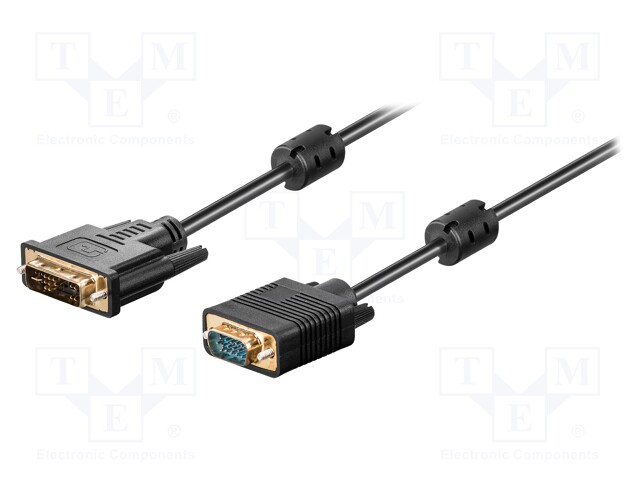 Cable; D-Sub 15pin HD plug,DVI-I (24+5) plug; 10m; Colour: black