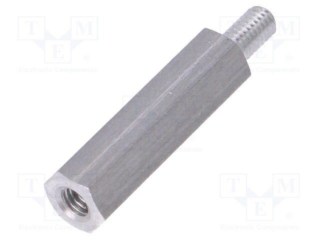 Screwed spacer sleeve; 12mm; Ext.thread: M4; hexagonal; aluminium