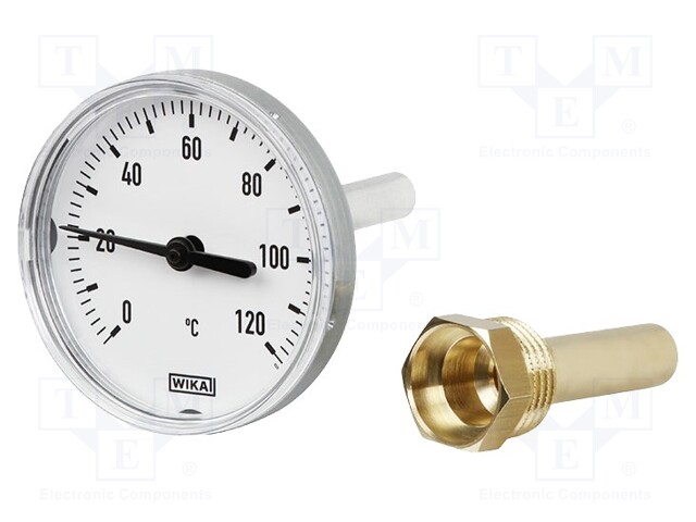 Meter: bimetal thermometer; 0÷60°C; Probe l: 100mm; Ø: 80mm