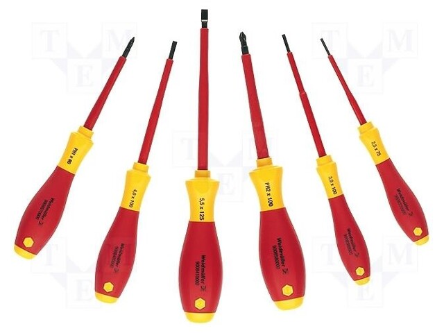 Screwdrivers; Pcs: 6; insulated; 1kVAC; Bit: Phillips,slot