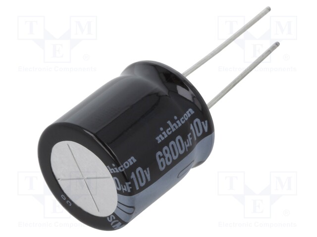 Capacitor: electrolytic; THT; 6800uF; 10VDC; Ø18x20mm; Pitch: 7.5mm