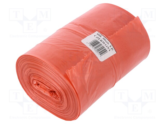 Trash bags; LDPE; Colour: red; 50pcs; 60l