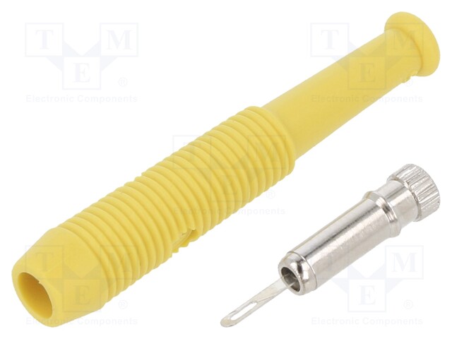 Socket; 2mm banana; 6A; 60VDC; Overall len: 39mm; yellow; Ø: 2mm