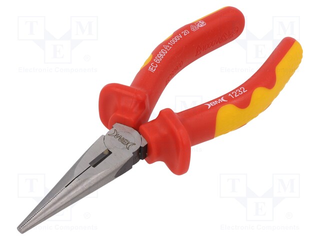 Pliers; insulated,half-rounded nose; 160mm