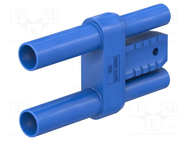 Connector: stackable safety shunt; 4mm banana; blue; 32A; 52mm