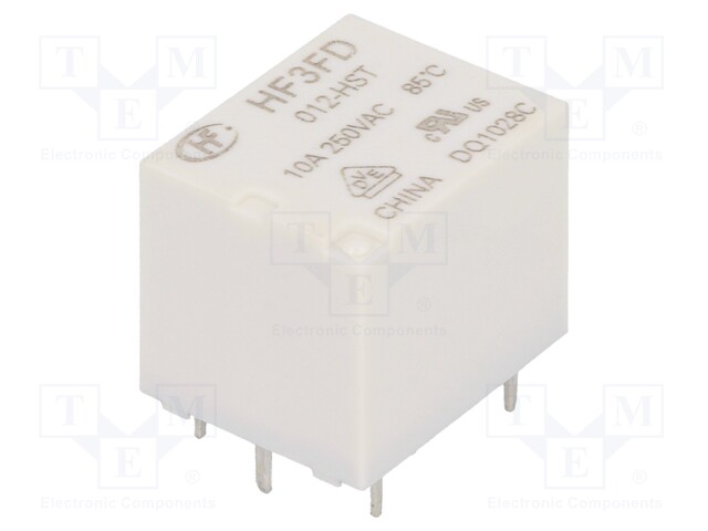 Relay: electromagnetic; SPST-NO; Ucoil: 12VDC; 10A/250VAC; 15A