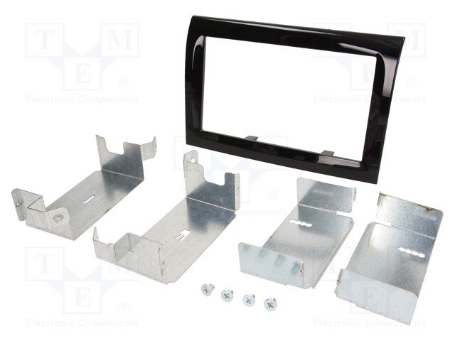 Radio mounting frame; Citroën,Fiat,Peugeot; 2 DIN; black gloss