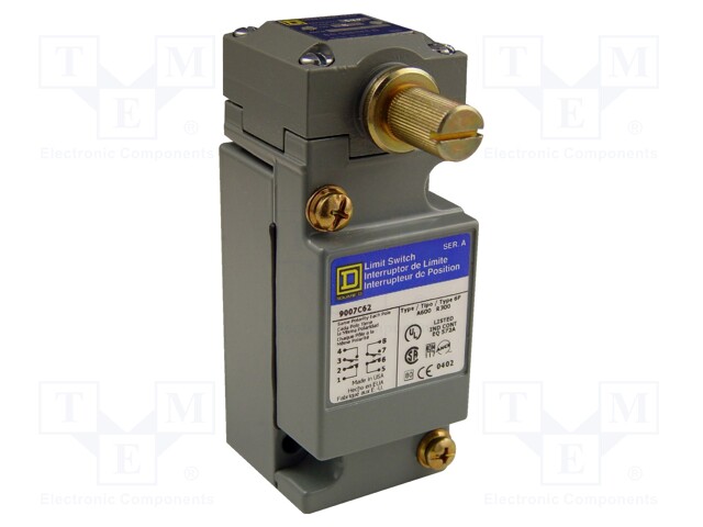 Limit Switch, Lever Arm, DPDT-DB, 10 A, 600 V, 4 lbf