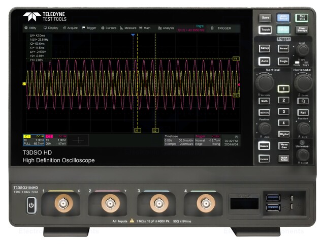 Oscilloscope: digital; Ch: 4; 500MHz; 4Gsps interleaved; 610ps