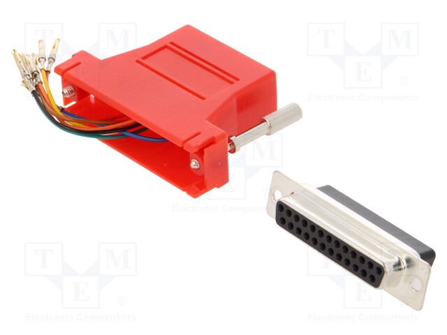 Transition: adapter; RJ45 socket,D-Sub 25pin female; red