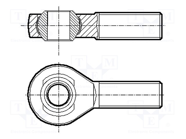 Ball joint; 12mm; Thread: M12; Mat: steel; Pitch: 1,75; Plating: zinc