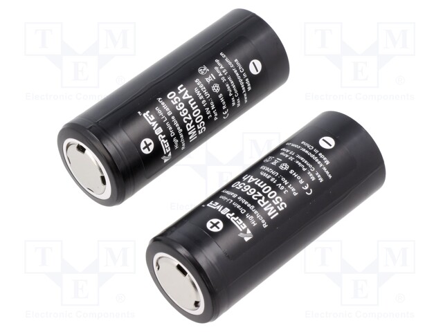 Re-battery: Li-Ion; 26650; 3.7V; 5500mAh; Ø26.5x67mm; 15A