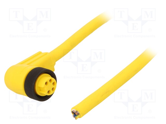 Connection lead; 7/8”; PIN: 5; angled; 3m; plug; IP67; Colour: yellow