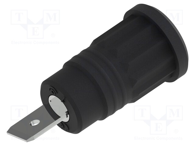 Socket; 4mm banana; 36A; 1kV; black; nickel plated; insulated