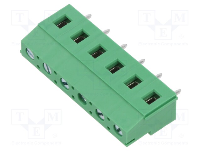 PCB terminal block; Contacts ph: 7.5mm; ways: 6; angled 90°; green