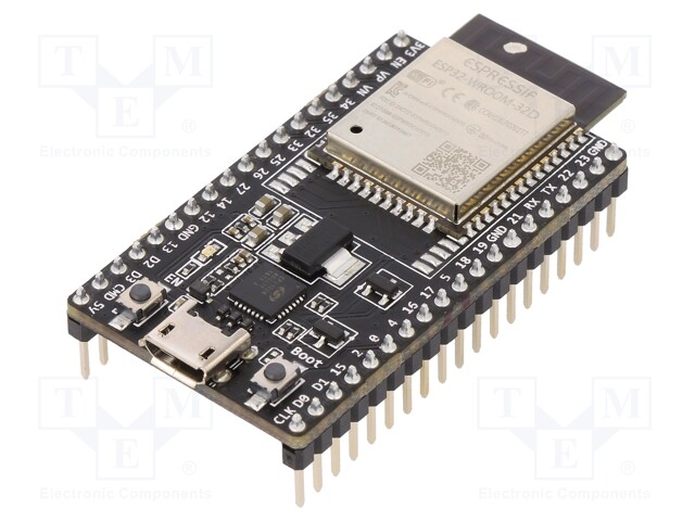 Dev.kit: combo; ESP32-WROOM-32D; USB micro,pin strips; 4000kB