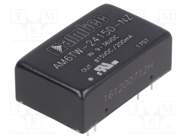 Converter: DC/DC; 6W; Uin: 9÷36V; Uout: 15VDC; Uout2: -15VDC; DIP24