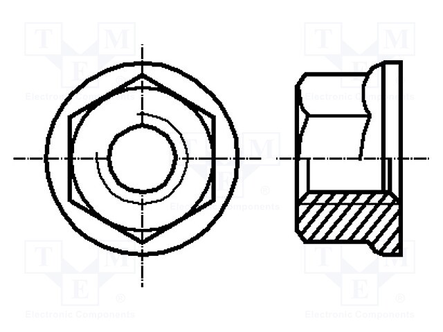 Nut; with flange; hexagonal; M3; steel; Plating: zinc; Pitch: 0,5