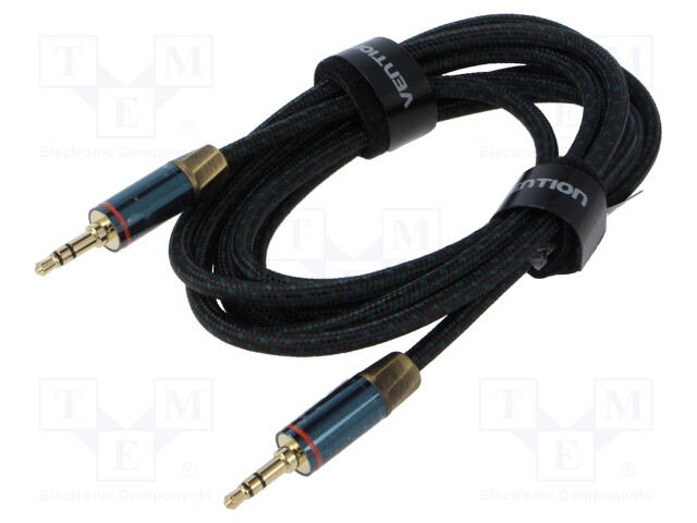 Cable; Jack 3.5mm plug,both sides; 2m; Plating: gold-plated