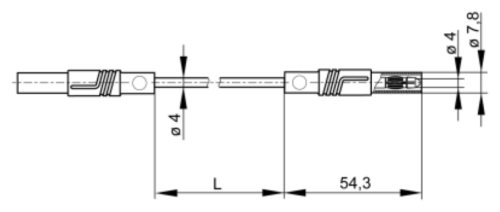 Test lead; 32A; banana plug 4mm,both sides; insulated; Len: 2m