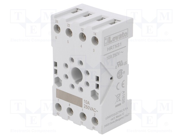 Socket; PIN: 8; 10A; 250VAC; Mounting: DIN; Series: HR70