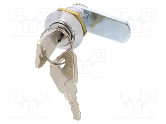 Lock; zinc and aluminium alloy; 15mm; chromium