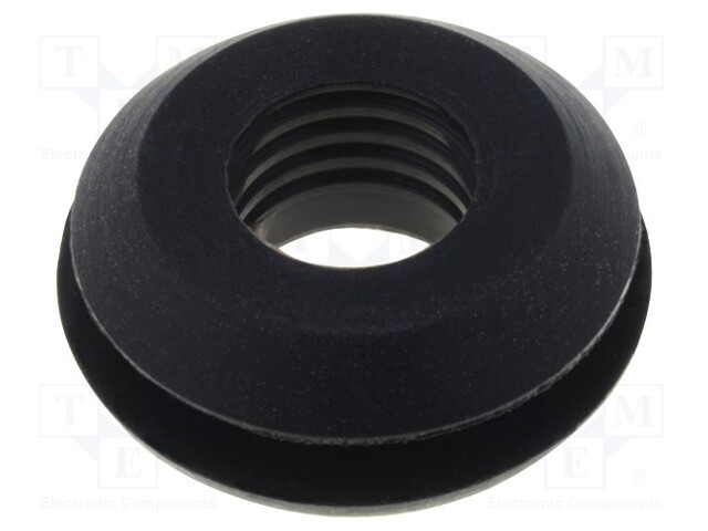 Grommet; Ømount.hole: 11.5mm; Øhole: 7.2mm; silicone; black