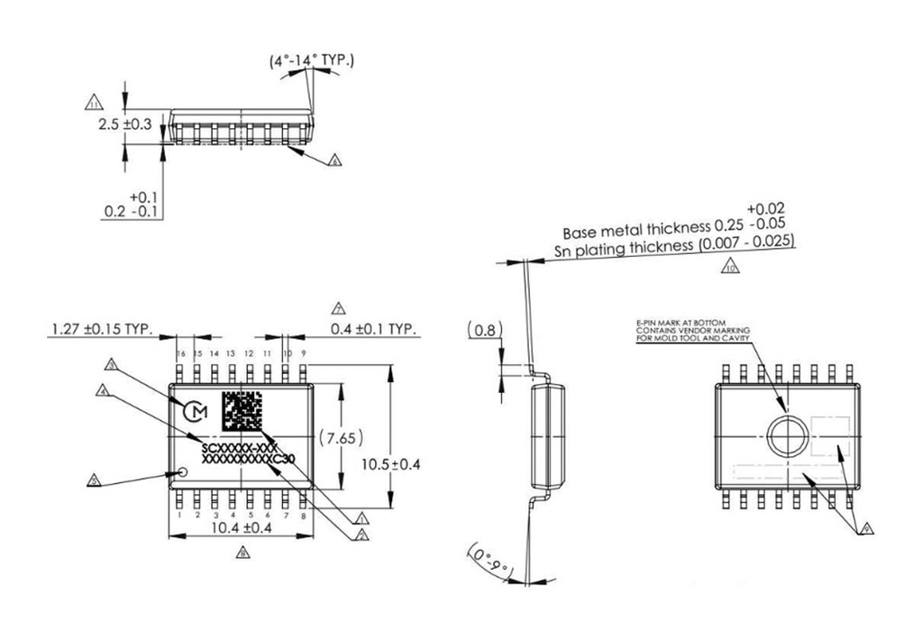 Sensor: accelerometer; Range: -6÷6g,±300°/s; 3÷3.6VDC; -40÷110°C