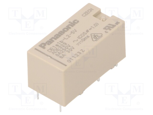 Relay: electromagnetic; SPST-NO + SPST-NC; Ucoil: 5VDC; 8A/250VAC