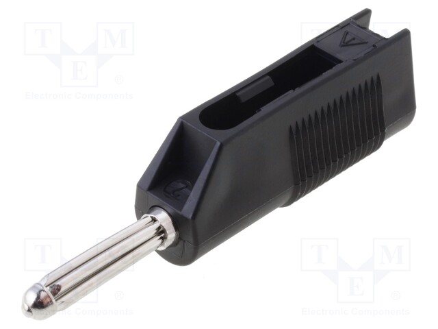 Plug; 4mm banana; 30A; 33VAC; 60VDC; black; with 4mm socket; 3mΩ