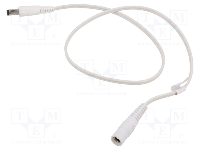 Cable; DC 5,5/2,1 plug,DC 5,5/2,1 socket; straight; 0.5mm2; 0.5m