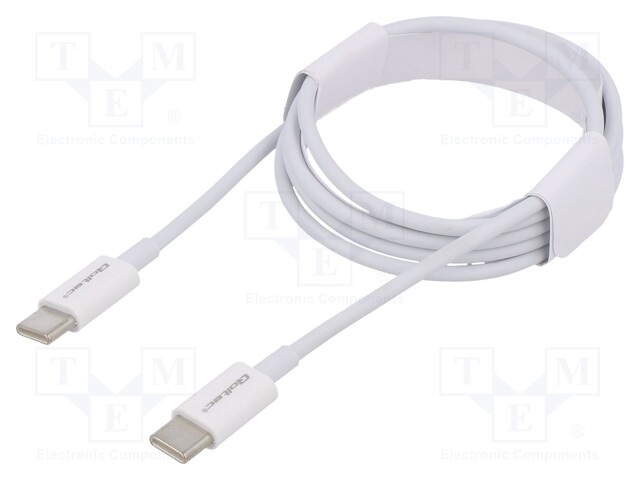 Cable; USB 2.0; USB C plug,both sides; 1m; white; 480Mbps; 60W