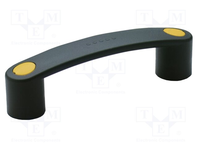 Handle; Mat: polypropylene; black; H: 39mm; L: 144mm; yellow; W: 26mm