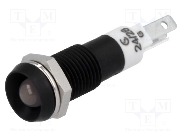 Indicator: LED; recessed; 24÷28VAC; Cutout: Ø8mm; metal; Body: black