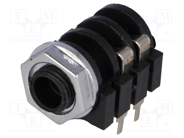 Socket; Jack 6,3mm; female; mono; high,with on/off switch; THT