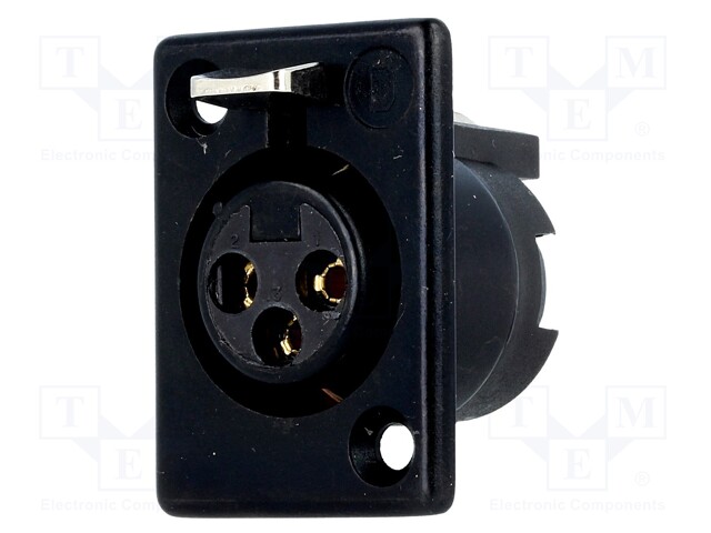 Socket; XLR; female; PIN: 3; straight; soldering; gold-plated; 50V