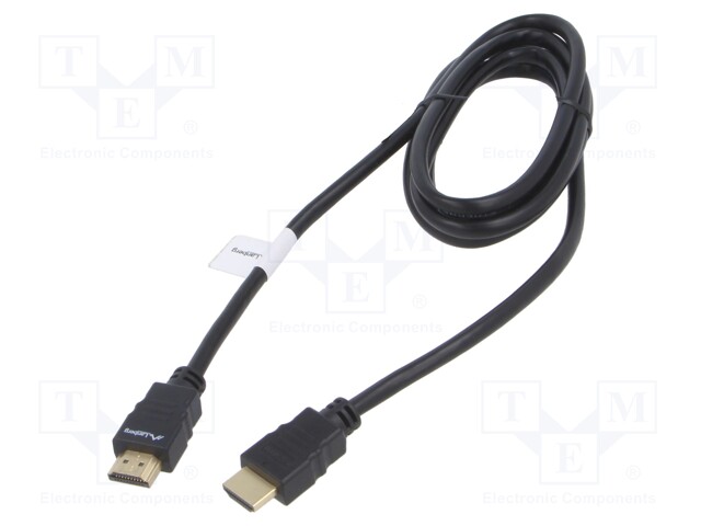 Cable; HDMI 1.4; HDMI plug,both sides; PVC; 1.8m; black; 30AWG