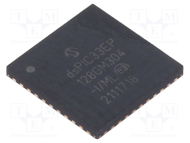 DsPIC microcontroller; SRAM: 16kB; Memory: 128kB; QFN44; 0.65mm