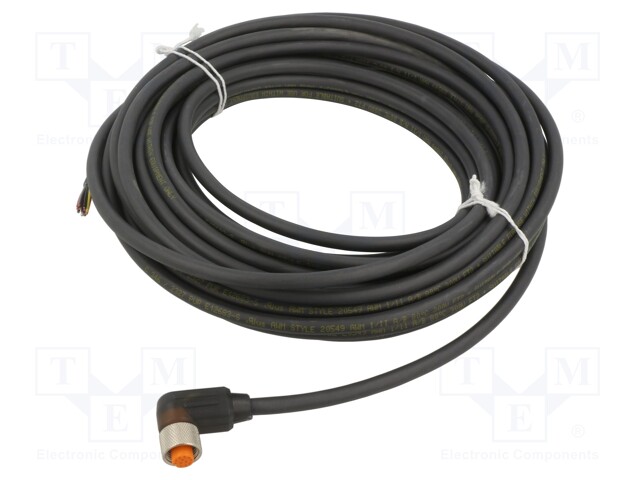 Connection lead; M12; PIN: 12; angled; 10m; plug; 30VAC; 1.5A; 30VDC