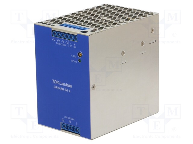 Power supply: switched-mode; 480W; 24VDC; 20A; 90÷264VAC; 1kg