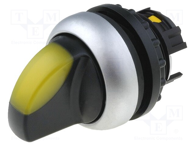 Switch: rotary; Stabl.pos: 1; 22mm; yellow; IP67; Pos: 2; Ø22.5mm