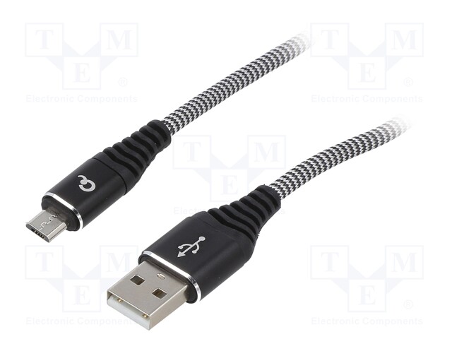 Cable; USB 2.0; USB A plug,USB B micro plug; gold-plated; 1m