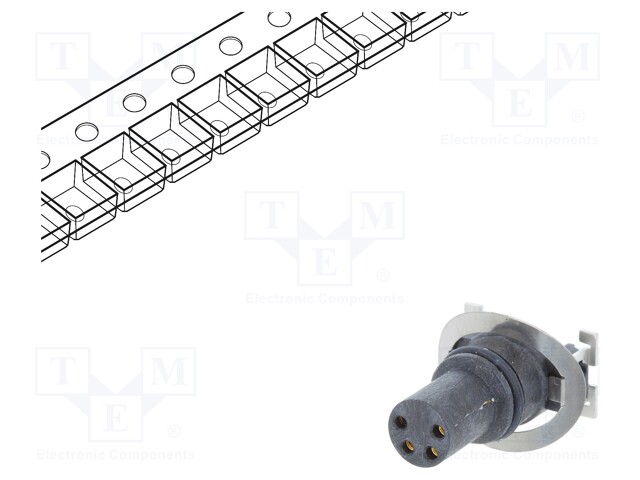 Connector: M8; female; PIN: 4; vertical; on PCBs; socket; 3A; 30V