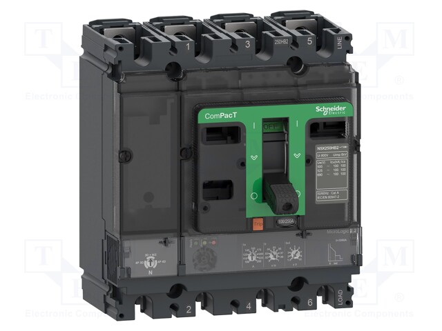 Power breaker; Inom: 100A; IP40; -25÷70°C; Short circuit cap: 36kA