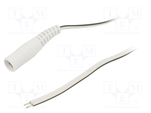 Cable; wires,DC 5,5/2,1 socket; straight; 0.5mm2; white; 1.5m