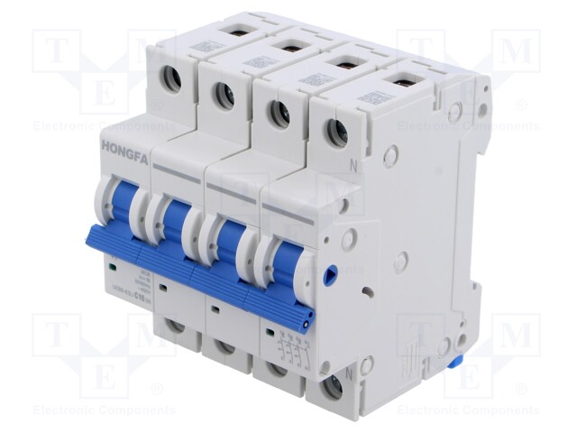 Circuit breaker; 230/400VAC; Inom: 16A; Poles: 3+N; Charact: C; IP20