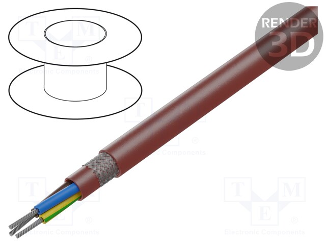 Wire; SiHF-C-Si; Cu; stranded; 3G1,5mm2; silicone; brown-red