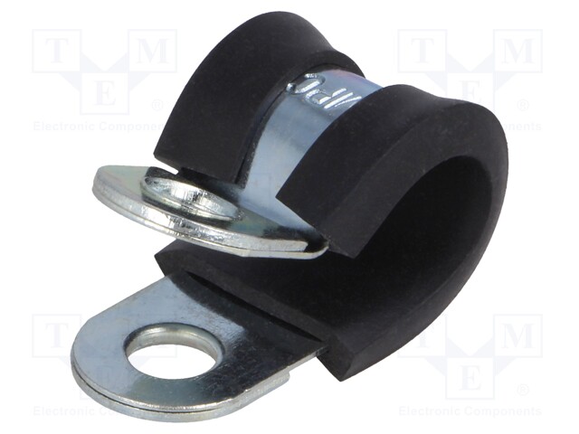 Fixing clamp; ØBundle : 10mm; W: 15mm; steel; Cover material: EPDM